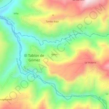 Mappa topografica Belen, altitudine, rilievo