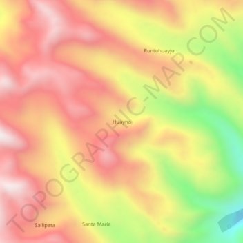 Mappa topografica Huayno, altitudine, rilievo