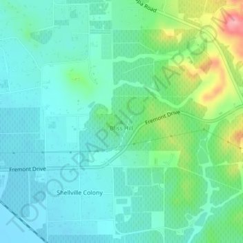 Mappa topografica Bliss Hill, altitudine, rilievo
