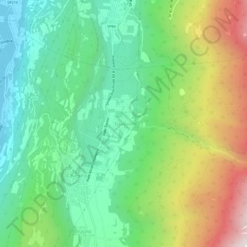 Mappa topografica Stravino, altitudine, rilievo