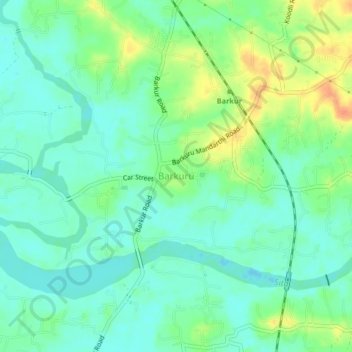 Mappa topografica Barkuru, altitudine, rilievo
