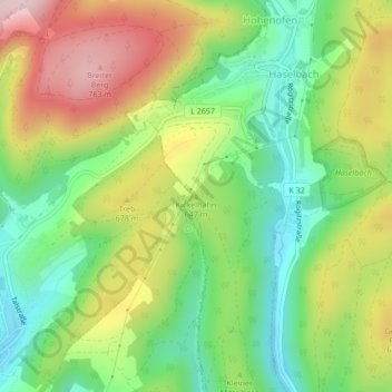 Mappa topografica Kickelhahn, altitudine, rilievo