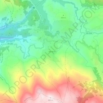 Mappa topografica Vila Boa, altitudine, rilievo