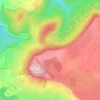 Mappa topografica Pas Farrat, altitudine, rilievo