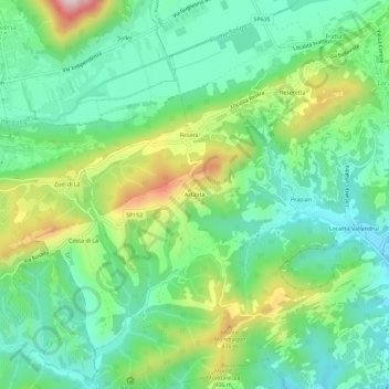 Mappa topografica Arfanta, altitudine, rilievo