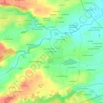 Mappa topografica La Commune, altitudine, rilievo