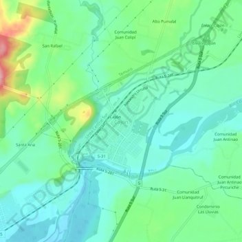 Mappa topografica Cajón, altitudine, rilievo