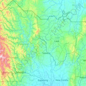 Mappa topografica Kapalong, altitudine, rilievo