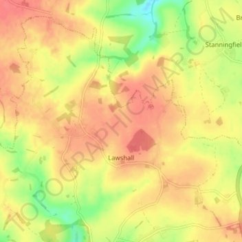 Mappa topografica Lawshall, altitudine, rilievo