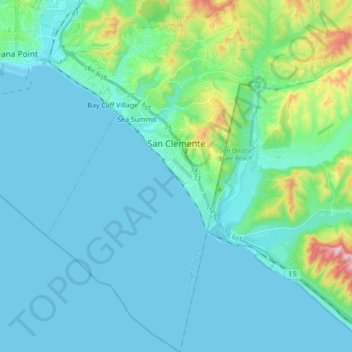 Mappa topografica San Clemente, altitudine, rilievo