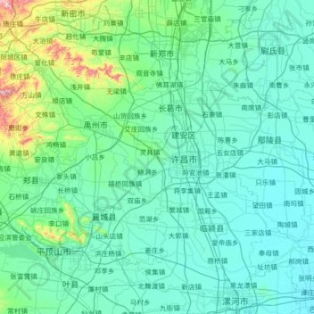 Mappa topografica 许昌市, altitudine, rilievo
