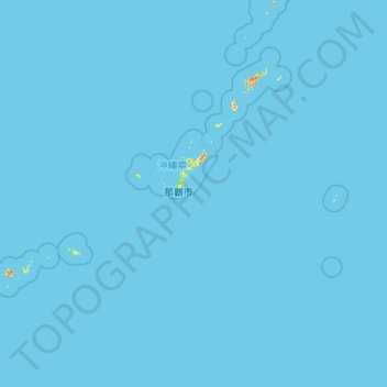 Mappa topografica Prefettura di Okinawa, altitudine, rilievo