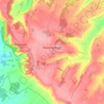 Mappa topografica Hastingleigh, altitudine, rilievo