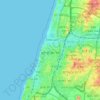 Mappa topografica Tel Aviv, altitudine, rilievo