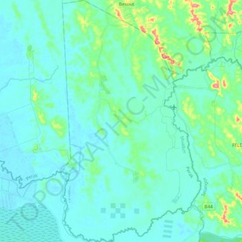 Mappa topografica Hulu Bernam Barat, altitudine, rilievo
