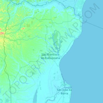 Mappa topografica São Francisco de Itabapoana, altitudine, rilievo