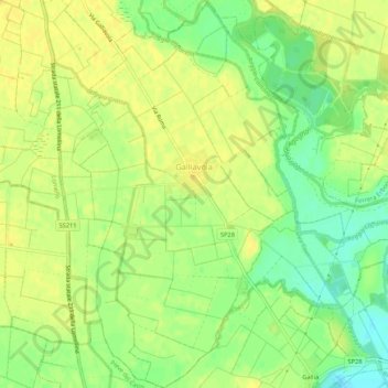 Mappa topografica Galliavola, altitudine, rilievo