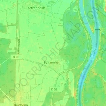 Mappa topografica Baltzenheim, altitudine, rilievo