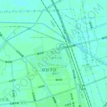 Mappa topografica 红旗街道, altitudine, rilievo