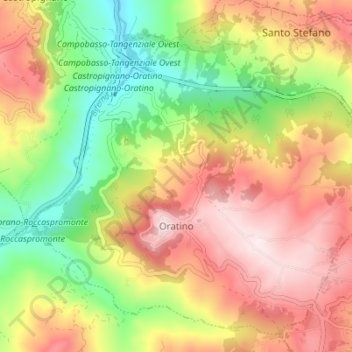 Mappa topografica Oratino, altitudine, rilievo