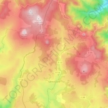 Mappa topografica Sainte-Eulalie, altitudine, rilievo