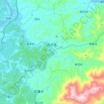 Mappa topografica 森村乡, altitudine, rilievo