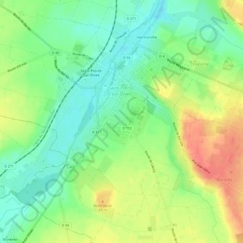 Mappa topografica Saint-Pierre-sur-Dives, altitudine, rilievo