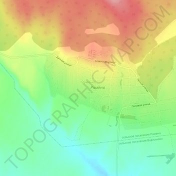 Mappa topografica Рамено, altitudine, rilievo