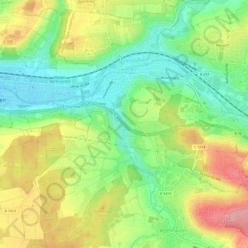 Mappa topografica Faurndau, altitudine, rilievo
