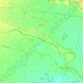 Mappa topografica Belfiore, altitudine, rilievo