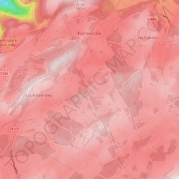 Mappa topografica Frambouhans, altitudine, rilievo