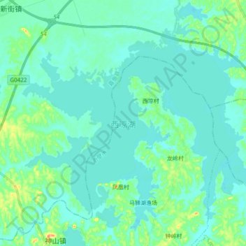 Mappa topografica 西凉湖, altitudine, rilievo