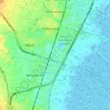 Mappa topografica Masanasa, altitudine, rilievo