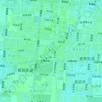 Mappa topografica 文昌社区, altitudine, rilievo