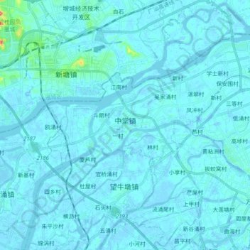 Mappa topografica 中堂镇, altitudine, rilievo