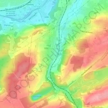 Mappa topografica Falisolle, altitudine, rilievo