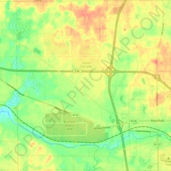 Mappa topografica Marshall Township, altitudine, rilievo