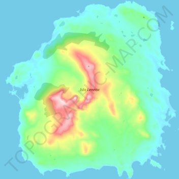 Mappa topografica Isla Lennox, altitudine, rilievo