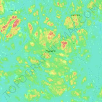 Mappa topografica Hurissalo, altitudine, rilievo