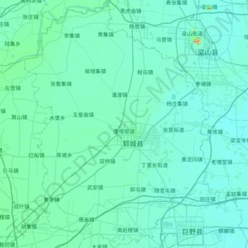 Mappa topografica 郓城县, altitudine, rilievo