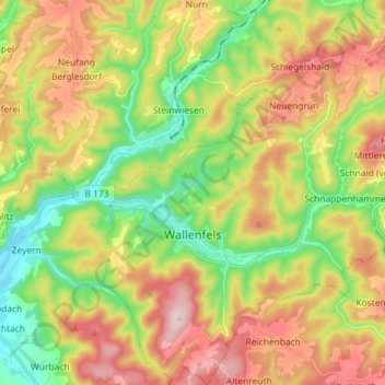 Mappa topografica Wallenfels, altitudine, rilievo