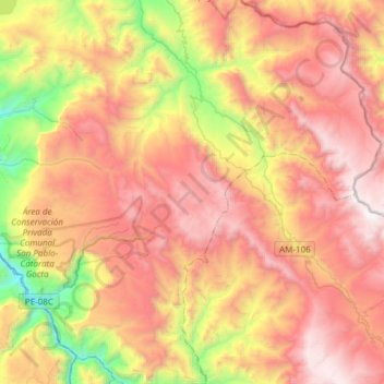 Mappa topografica Jumbilla, altitudine, rilievo