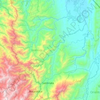 Mappa topografica Sardinata, altitudine, rilievo