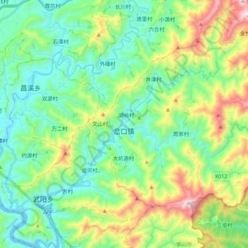 Mappa topografica 岔口镇, altitudine, rilievo
