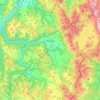 Mappa topografica Norcia, altitudine, rilievo