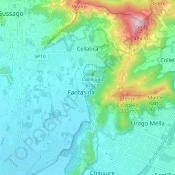 Mappa topografica Cellatica, altitudine, rilievo