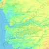 Mappa topografica Gambia, altitudine, rilievo