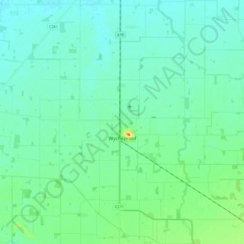 Mappa topografica Wycheproof, altitudine, rilievo