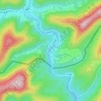 Mappa topografica Hirschthal, altitudine, rilievo