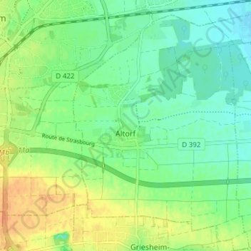 Mappa topografica Altorf, altitudine, rilievo